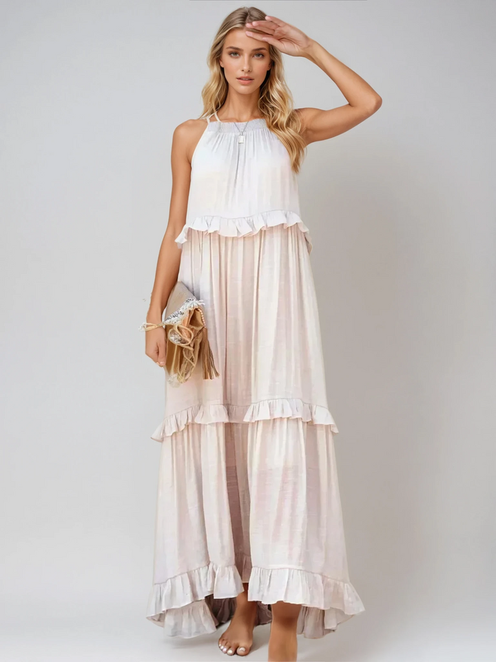 Celeste™ | Halter Ruffle Maxi Dress