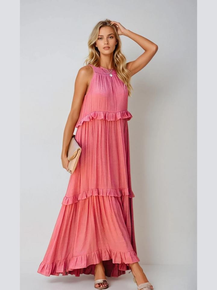 Celeste™ | Halter Ruffle Maxi Dress