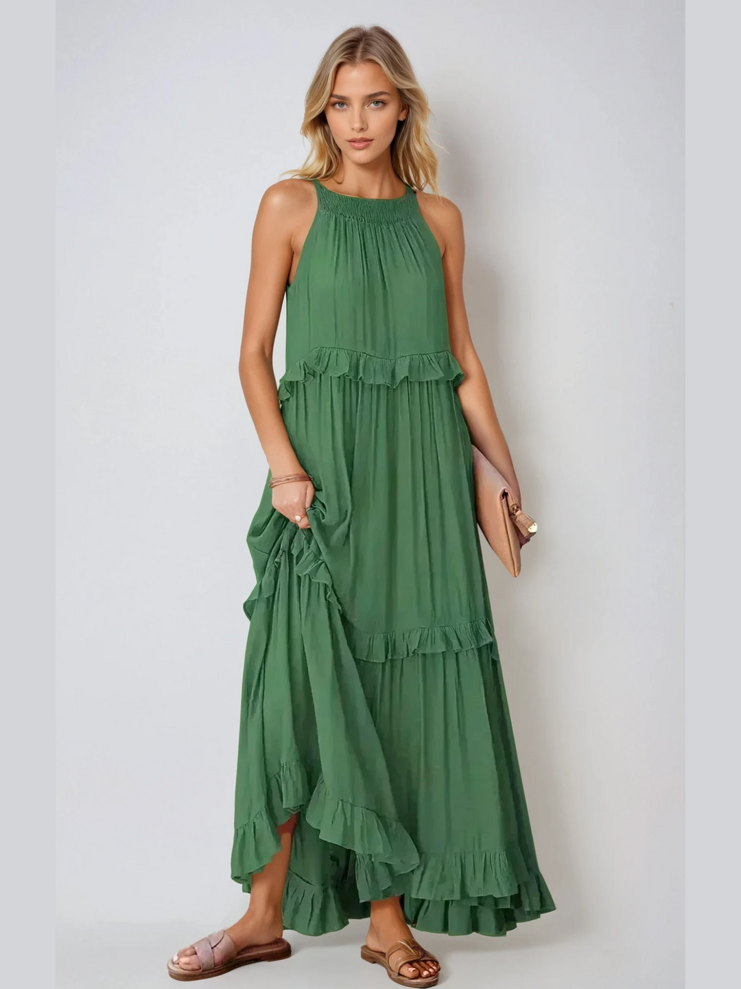 Celeste™ | Halter Ruffle Maxi Dress